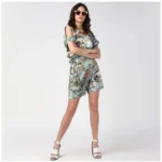 Generic Women's Polyester Floral Dungaree Pant (Multicolor) - Image 3