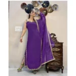 Purple Georgette Embroidery Palazzo Set for Women