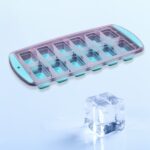 12-Grid Silicone Ice Cube Tray - Food-Grade Square Ice Maker, Easy Release Bottom - Sleeve Design by Nari Haat, India...