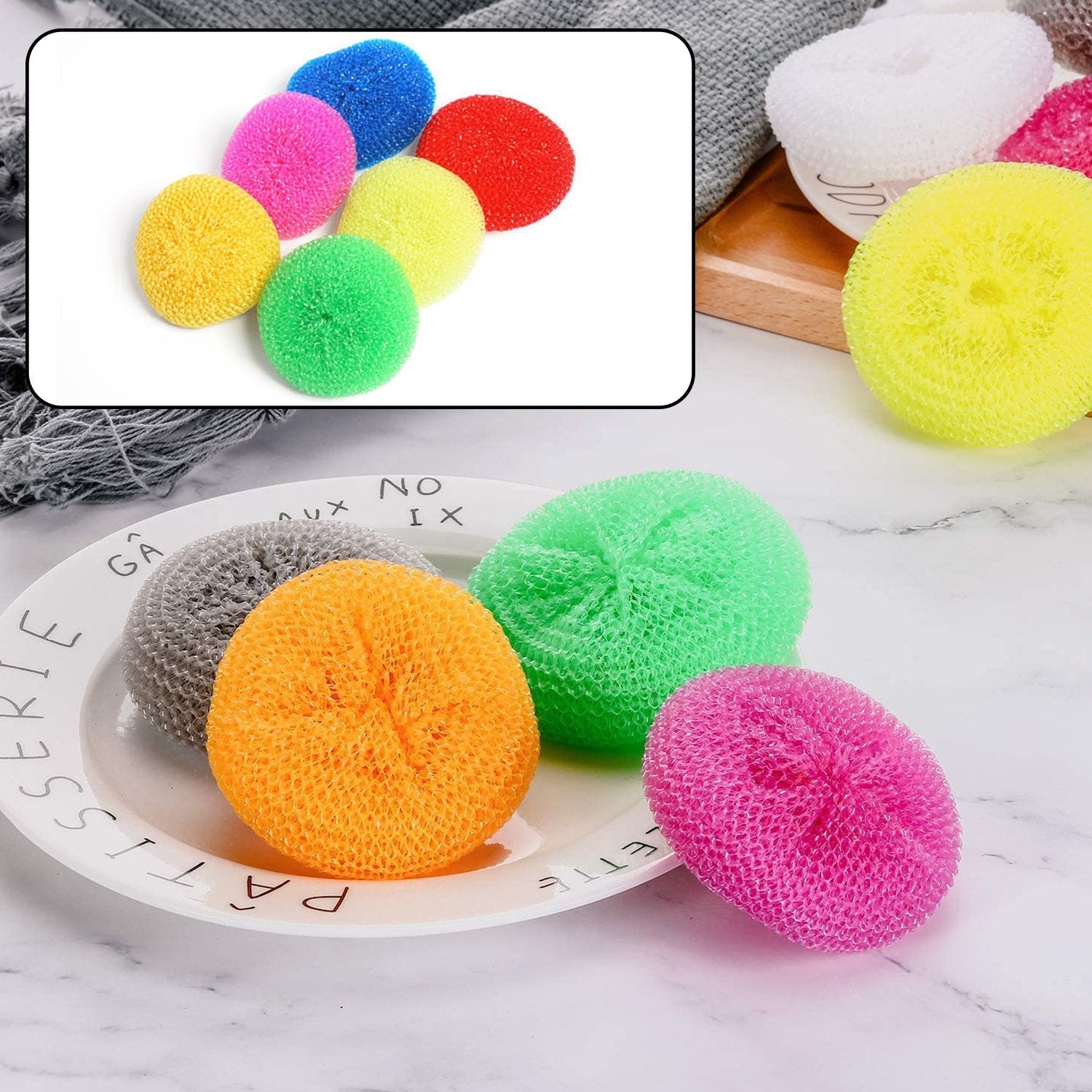 5image_d40cfecf-56e8-4a27-8d00-42c0af01beee.jpg Pack of 6 Round Nylon Kitchen Scrubbers