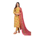 Women's Yellow Cotton Blend Kurti Set