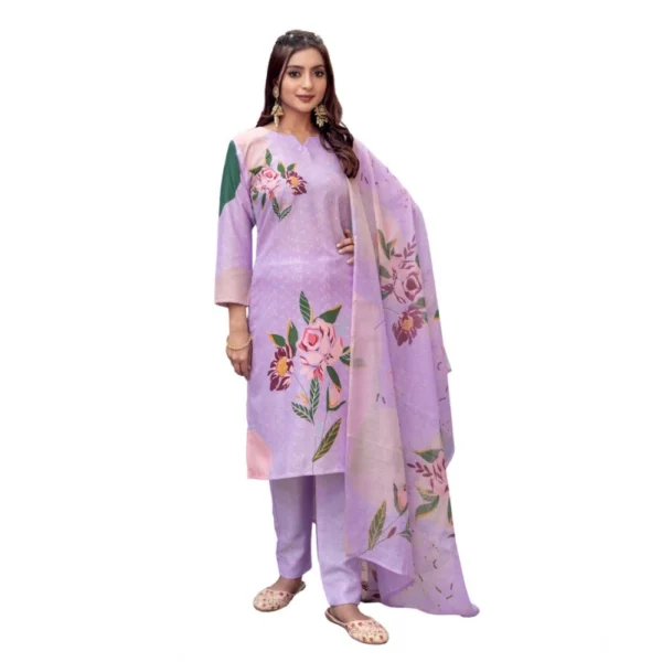 Women's Lavender Cotton Blend Kurti Set