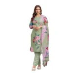 Women's Mehendi Cotton Blend Kurti Set