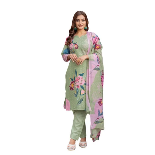 Women's Mehendi Cotton Blend Kurti Set