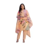 Women's Orange Cotton Blend Kurti Set