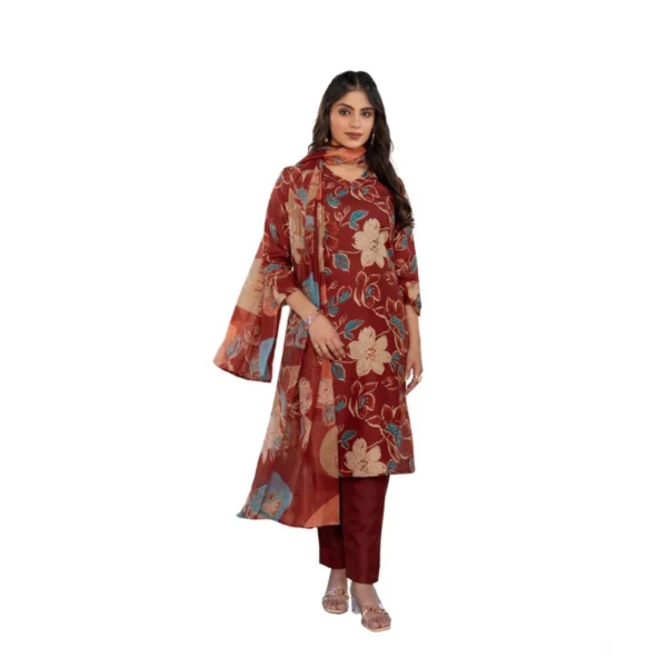 Women's Rust Cotton Blend Kurti Set