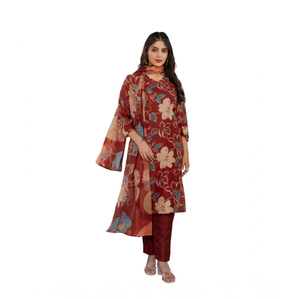 Women's Rust Cotton Blend Kurti Set