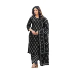 Women's Black Cotton Blend Kurti Set