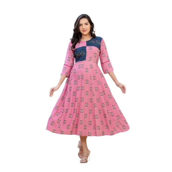 Wine Rayon A-Line Kurti for Women
