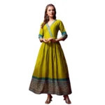 Green Printed Anarkali Gown