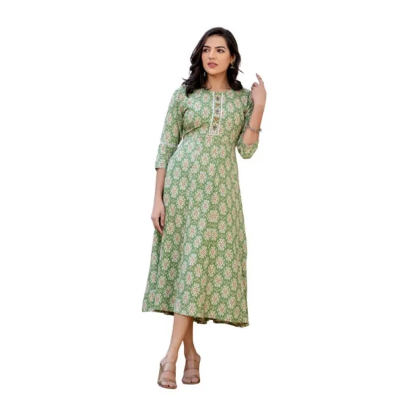 Green Rayon A-Line Kurti for Women