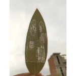 Engraved bride and bridesmaid portrait on a natural leaf