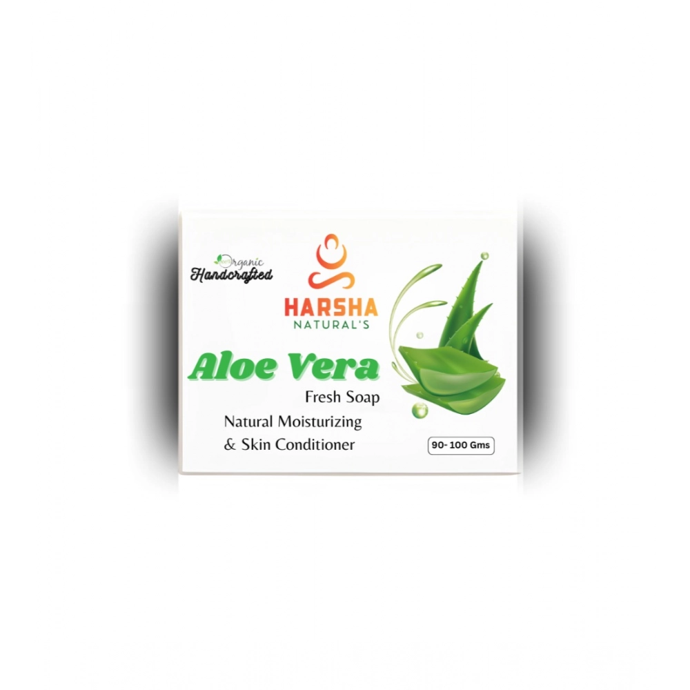 Pack of 2 Harsha Naturals Aloe Vera bathing soap bars, green color