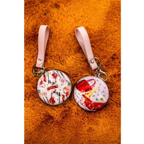 Multicolor Metal Circle Frame Pocket Mirror