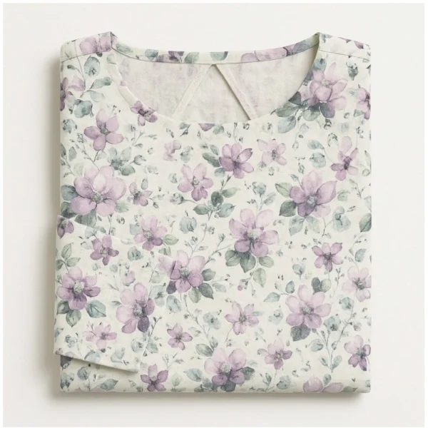 Generic Women's Linen Printed Kurti (Lavender)