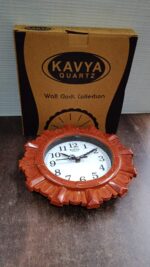 Wooden Look Round Wall Clock – Battery Operated Easy-to-Read Design for Home/Office - Full Detail by Nari Haat, Ind...