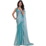 Light Blue Jimmy Choo Embellished Bollywood Saree