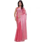 Generic Women's Jimmy choo Embellished Bollywood Saree With Unstitched Blouse 5.5Mtr (Pink) - Image 2