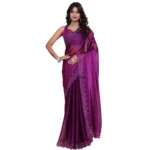 Purple Tissue Pure Silk Embellished Bollywood Saree