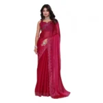 Red Jimmy Choo Embellished Bollywood Saree