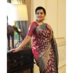 Red Litchi Silk Printed Saree for Women