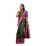Green Litchi Silk Printed Saree for Women