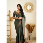Green Litchi Silk Printed Saree for Women