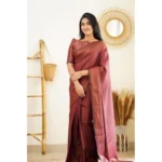 Maroon Litchi Silk Printed Saree for Women