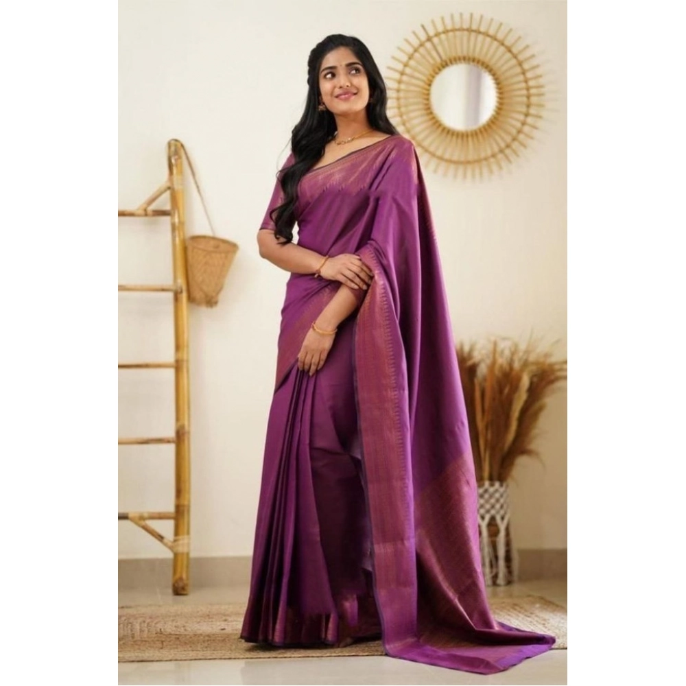 BSB233-SASYYYH-4068-PUR-Main-1000x1000-1.webp Purple Litchi Silk Printed Saree for Women
