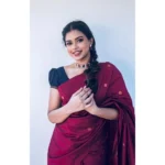 Generic Women's Litchi silk Printed Saree With Unstitched Blouse (Red) - Image 2