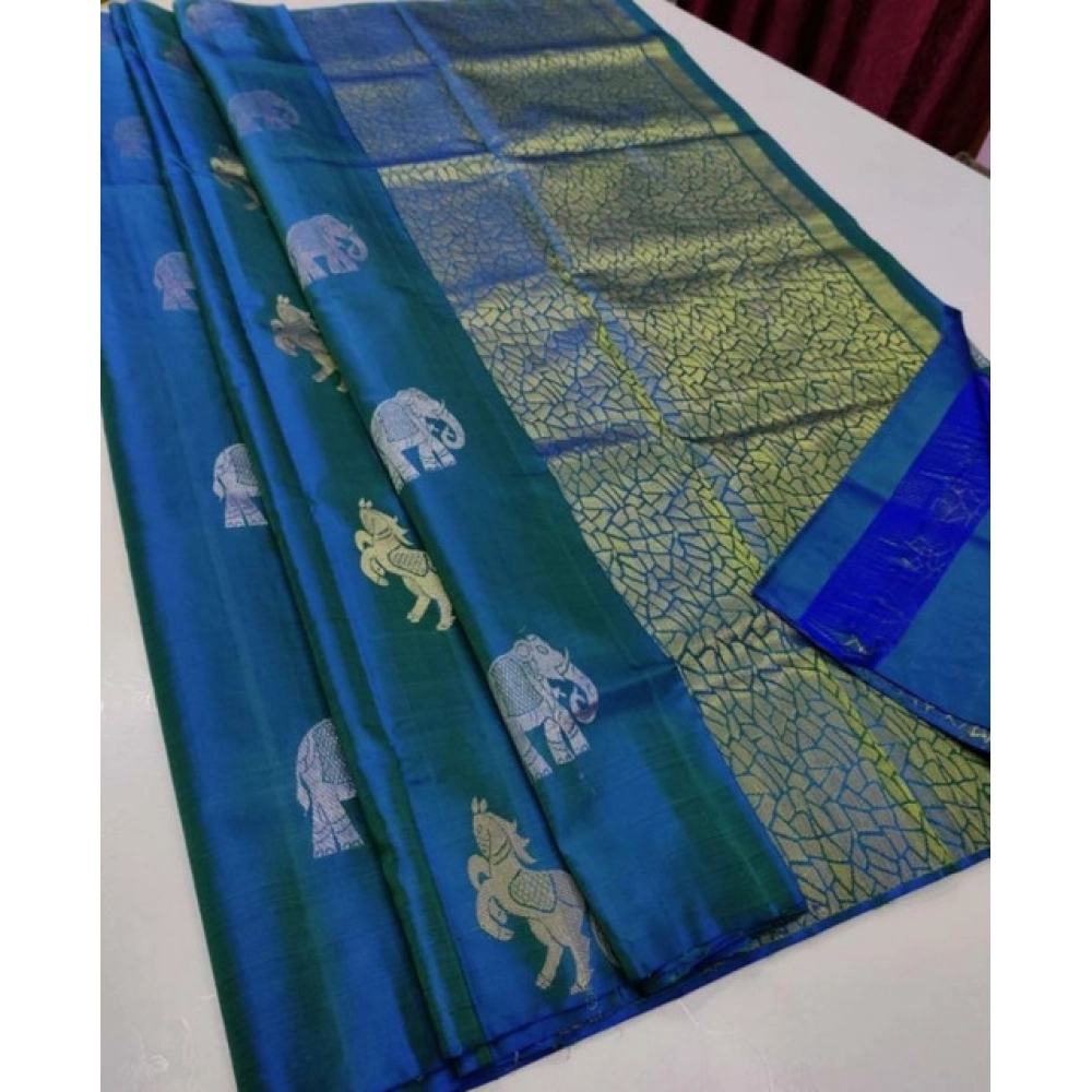 BSB233-SASYYYH-5014-bondiblue-main-1000x1000-1.webp Turquoise Blue Litchi Silk Printed Saree for Women