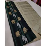 Green Litchi Silk Printed Saree for Women