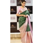 Green Litchi Silk Printed Saree with Unstitched Blouse