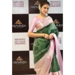 Generic Women's Litchi silk Printed Saree With Unstitched Blouse (Green) - Image 2