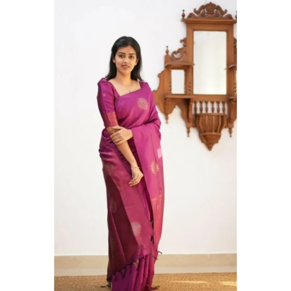 Women's Printed Litchi Silk Saree