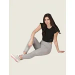 Women's High Waisted Grey Tights - Angle 3