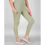 Women's Sea Green High Waisted Tights - Angle 4