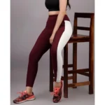 Maroon High Waisted Tights for Women - Angle 4