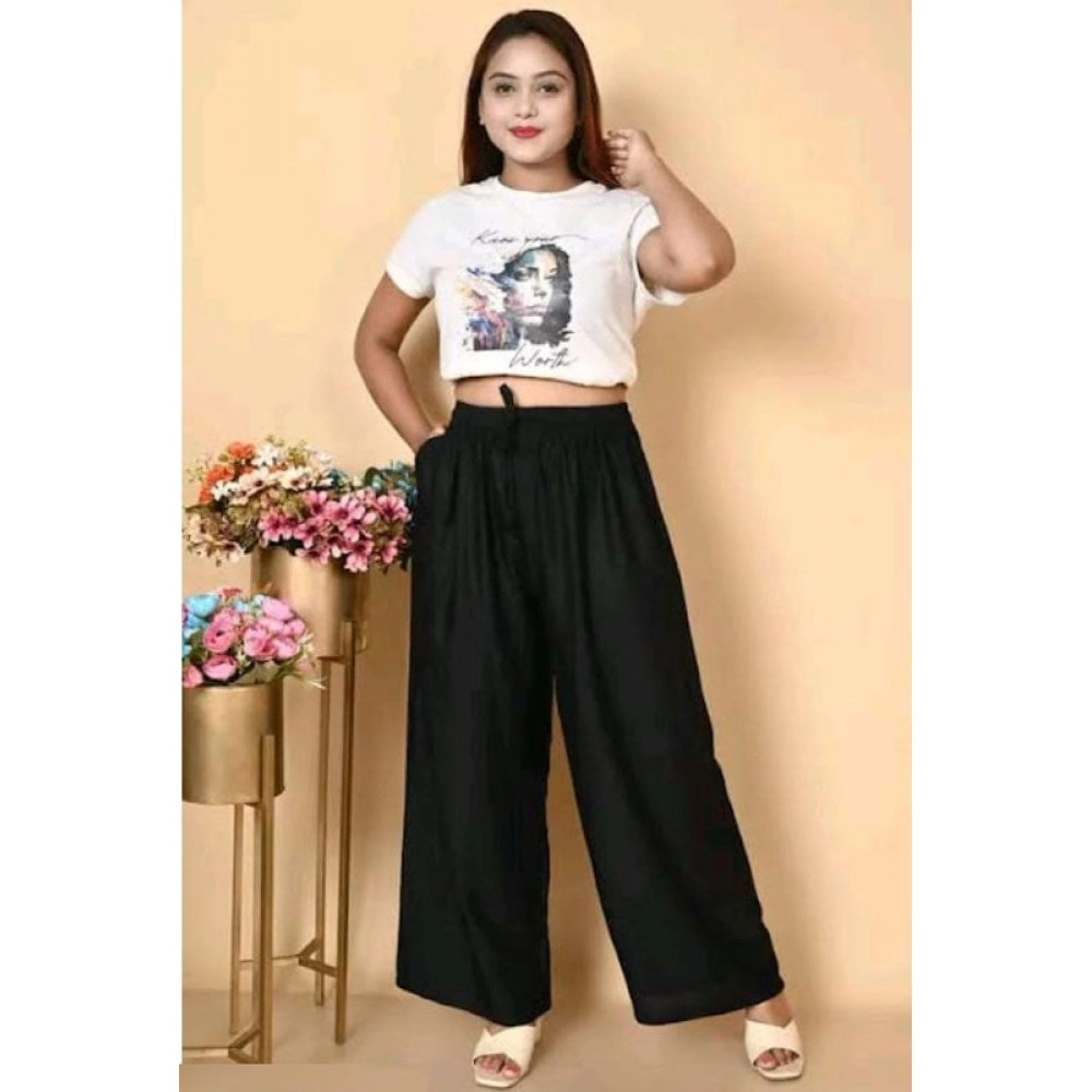 Black Rayon Palazzo for Women