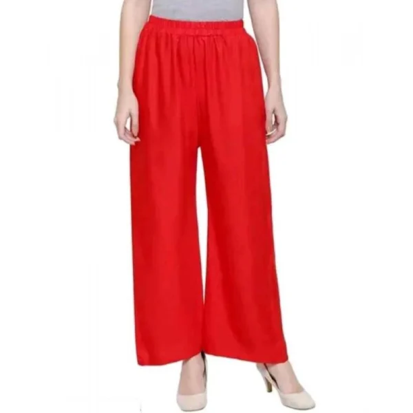 Red Rayon Palazzo Pants for Women