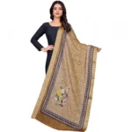 Beige Printed Chanderi Silk Dupatta