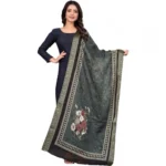 Black Printed Chanderi Silk Dupatta