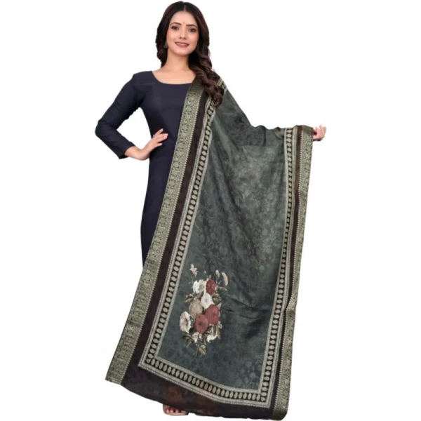 Black Printed Chanderi Silk Dupatta