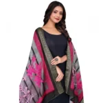 Generic Women's chanderi silk  Printed Dupatta (Black, Length: 2 Mtr) - Image 2