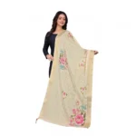 Beige Printed Chanderi Silk Dupatta