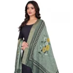 Generic Women's chanderi silk  Printed Dupatta (Green, Length: 2 Mtr) - Image 2