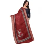 Generic Women's chanderi silk  Printed Dupatta (Maroon, Length: 2 Mtr) - Image 3