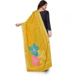 Generic Women's chanderi silk  Printed Dupatta (Yellow, Length: 2 Mtr) - Image 5