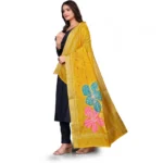 Generic Women's chanderi silk  Printed Dupatta (Yellow, Length: 2 Mtr) - Image 4