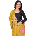 Generic Women's chanderi silk  Printed Dupatta (Yellow, Length: 2 Mtr) - Image 2